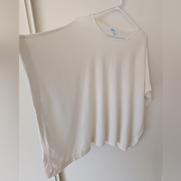 J. McLaughlin Womens OS White Poncho Sweater Coastal Beach Cottagecore Bohemian - Picture 4 of 7